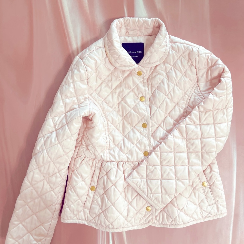 Janie and Jack Quilted Barn Coat in Light Pink Size 7-8